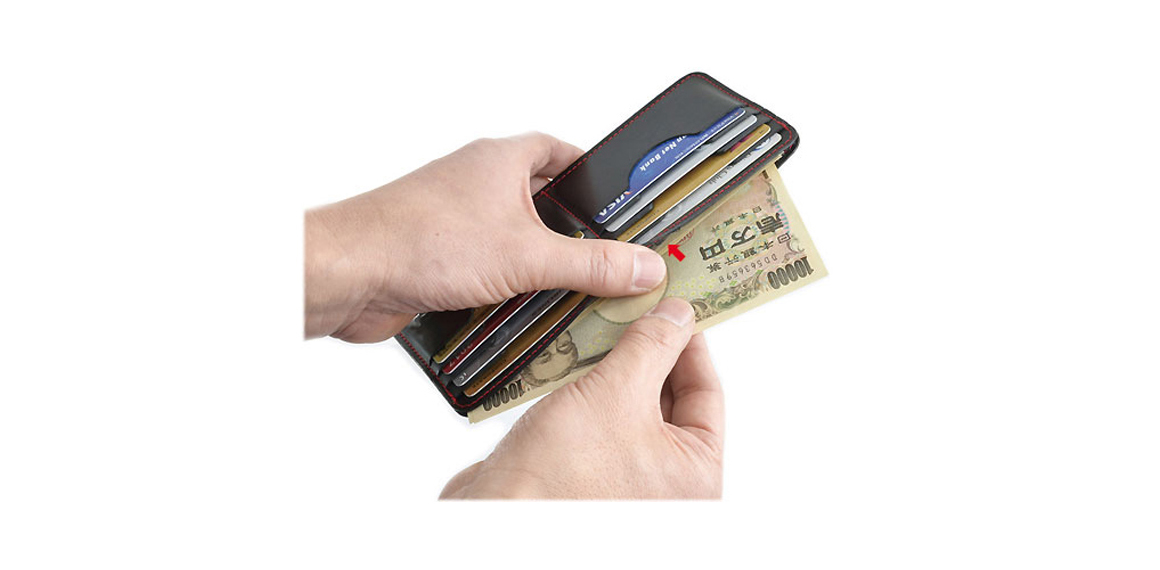 D787：ぬめ革のバッグインカードケース (紙幣・レシート用ポケット付き) 商品イメージ