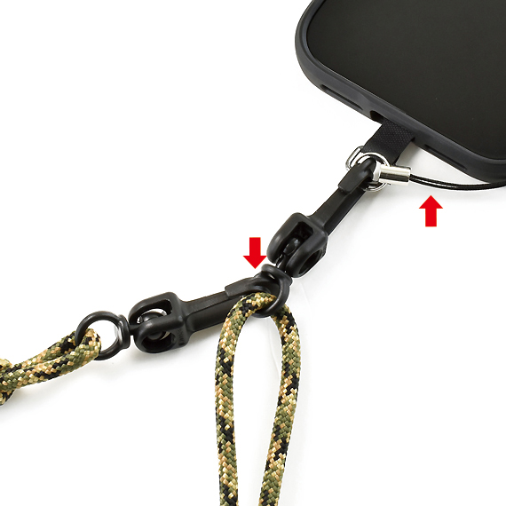 E608:バンナイズ紐のスマホ用ショルダーストラップ <ストラップホルダー/まつば付き> 商品イメージ