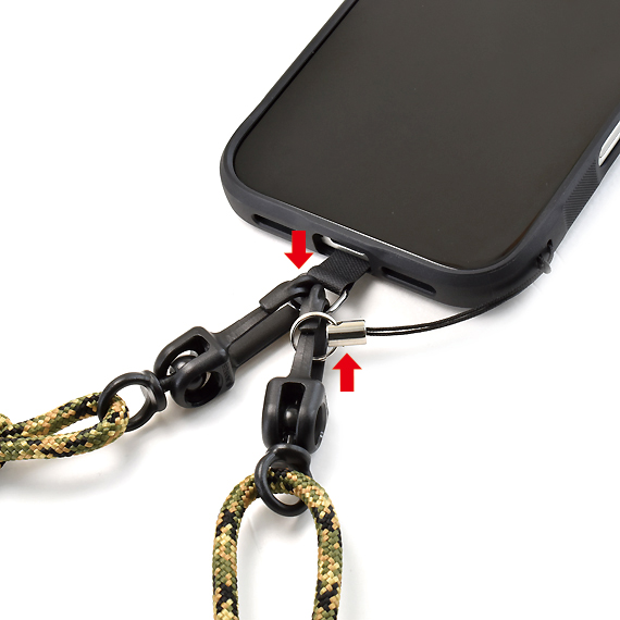 E608:バンナイズ紐のスマホ用ショルダーストラップ <ストラップホルダー/まつば付き> 商品イメージ