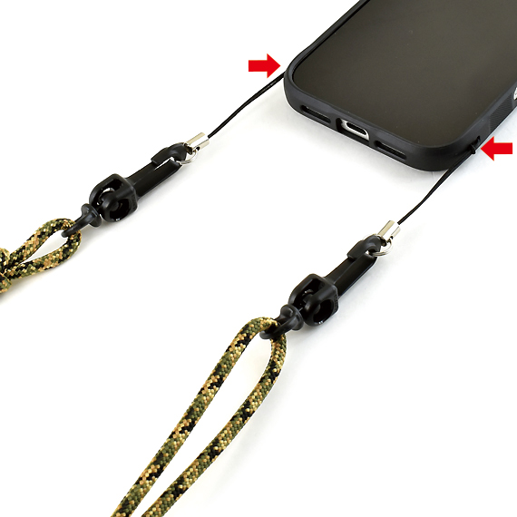 E608:バンナイズ紐のスマホ用ショルダーストラップ <ストラップホルダー/まつば付き> 商品イメージ